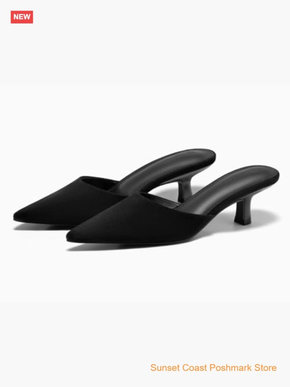 Kitten Low Heels Mules Closed Pointed Toe Pumps Slip On Backless Dress Shoes - Picture 4 of 5